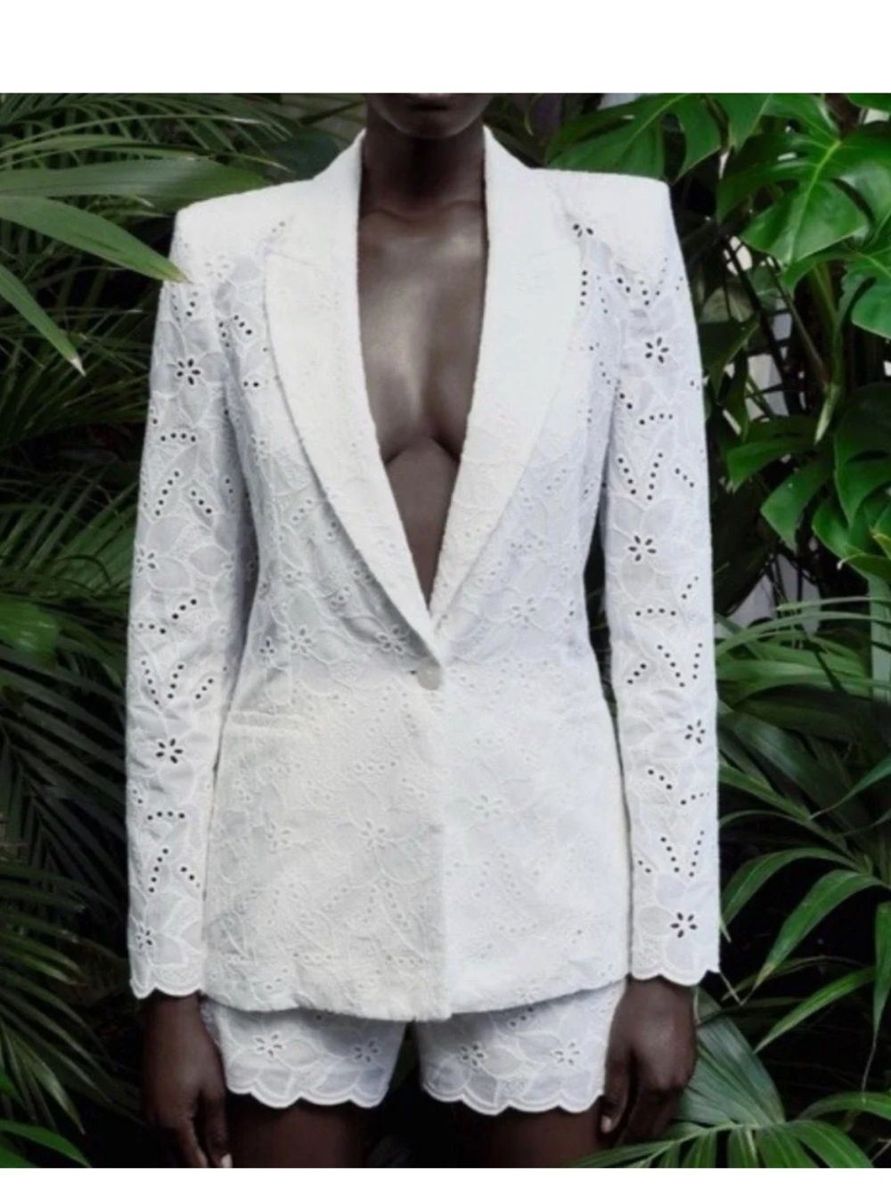 Zara White Eyelet Lace Two-Piece Set